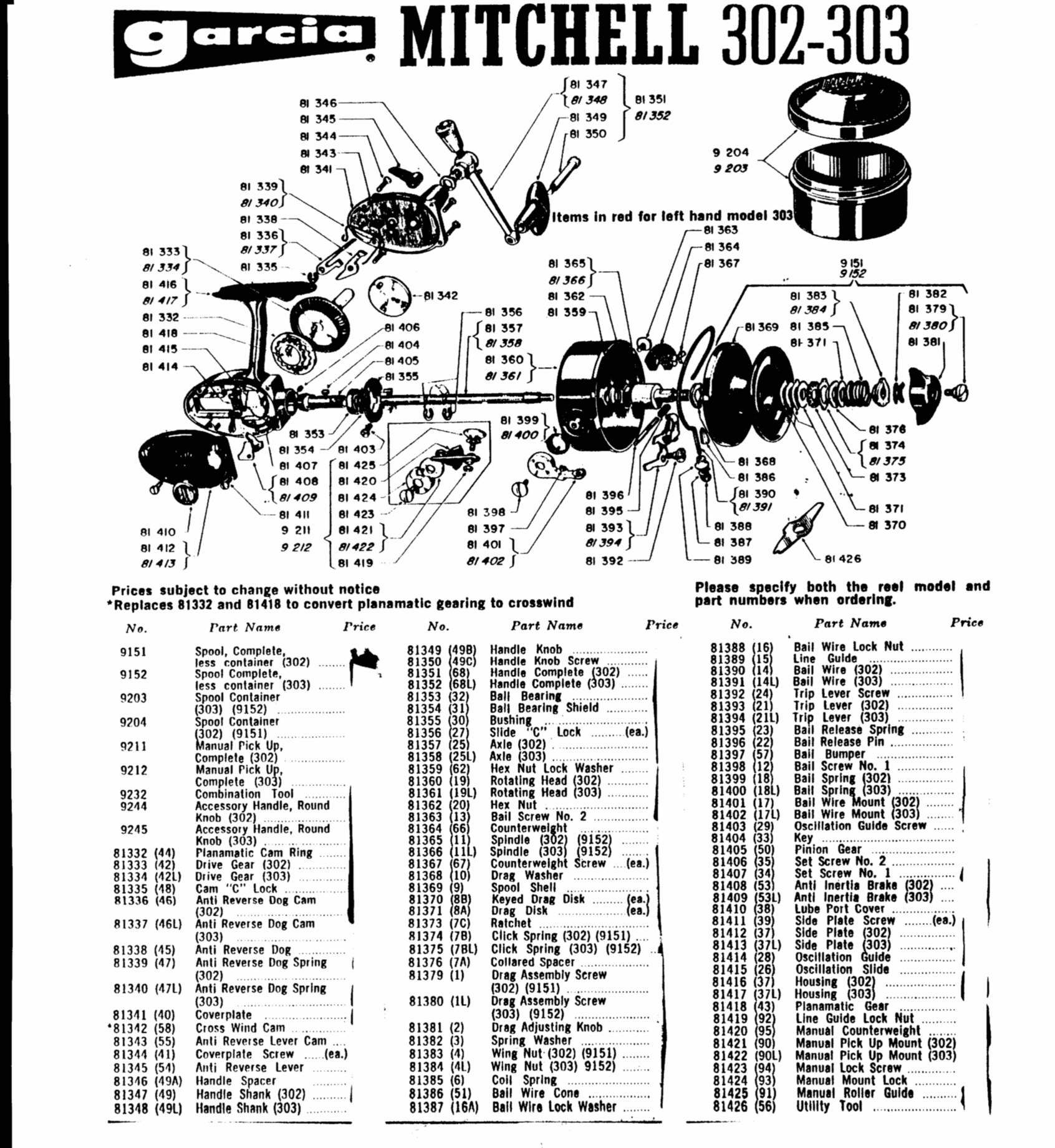 Garcia Mitchell 302 Parts Schematic